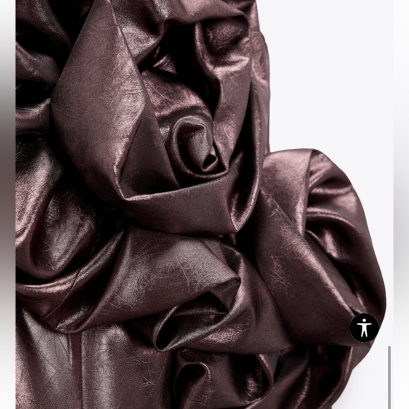 Zara  COCKTAIL PARTY VOLUMINOUS FLOWER MINI STRAPLESS DRESS JEWEL METALLIC - Picture 7 of 13